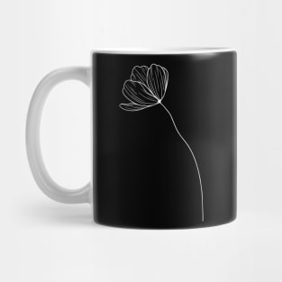 Flower Line Art Poppy Flower Line Work Plain Mug